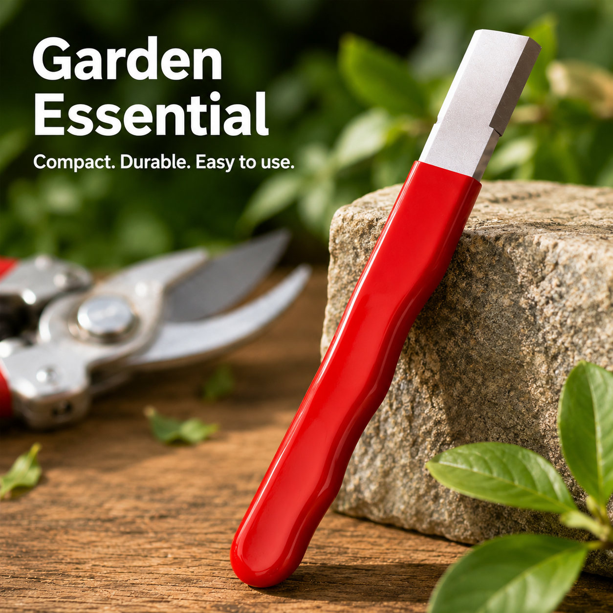 Outdoor portable garden tool sharpener demonstration