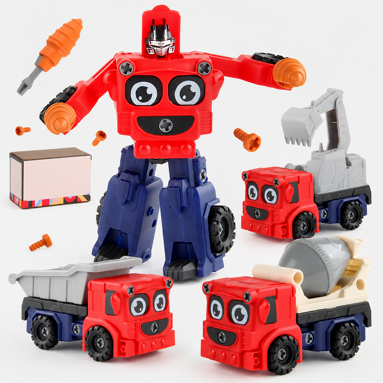 2-in-1 DIY Transforming Construction Robot Toy