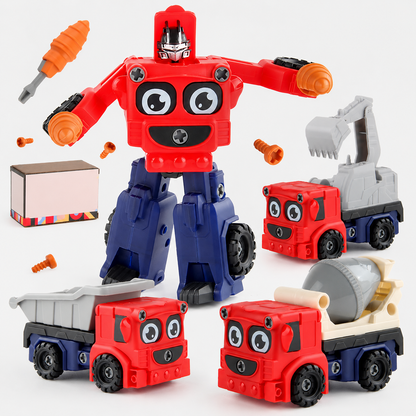 2-in-1 DIY Transforming Construction Robot Toy