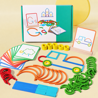 Wooden Sticks and Rings Puzzle Set